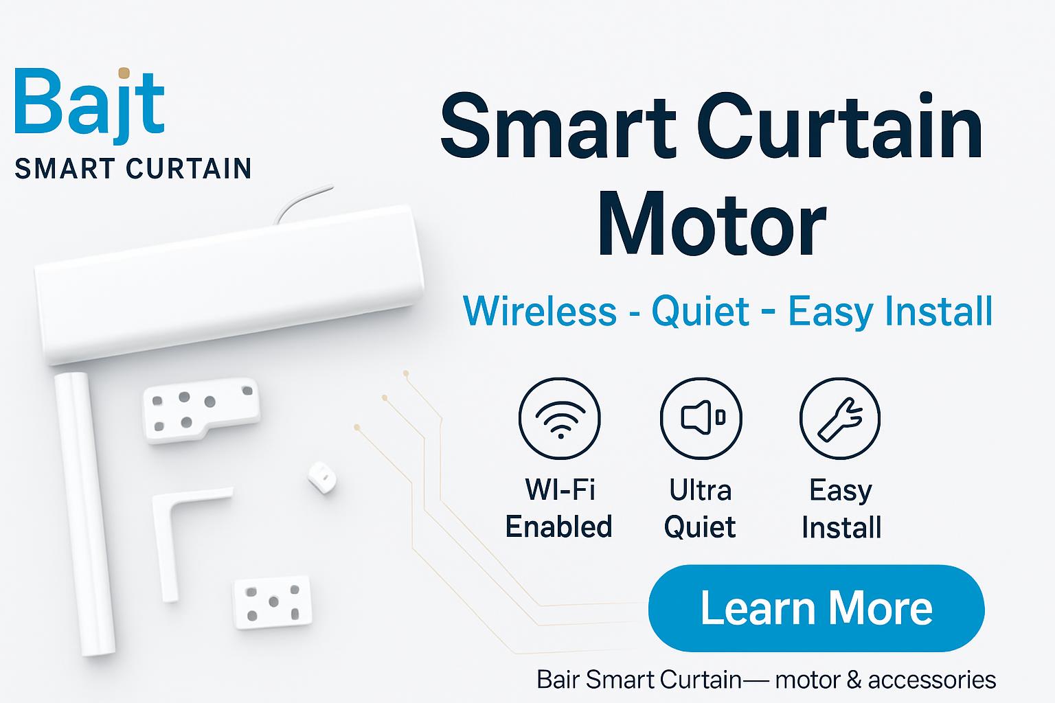 Smart curtain motor bundled with track and accessories